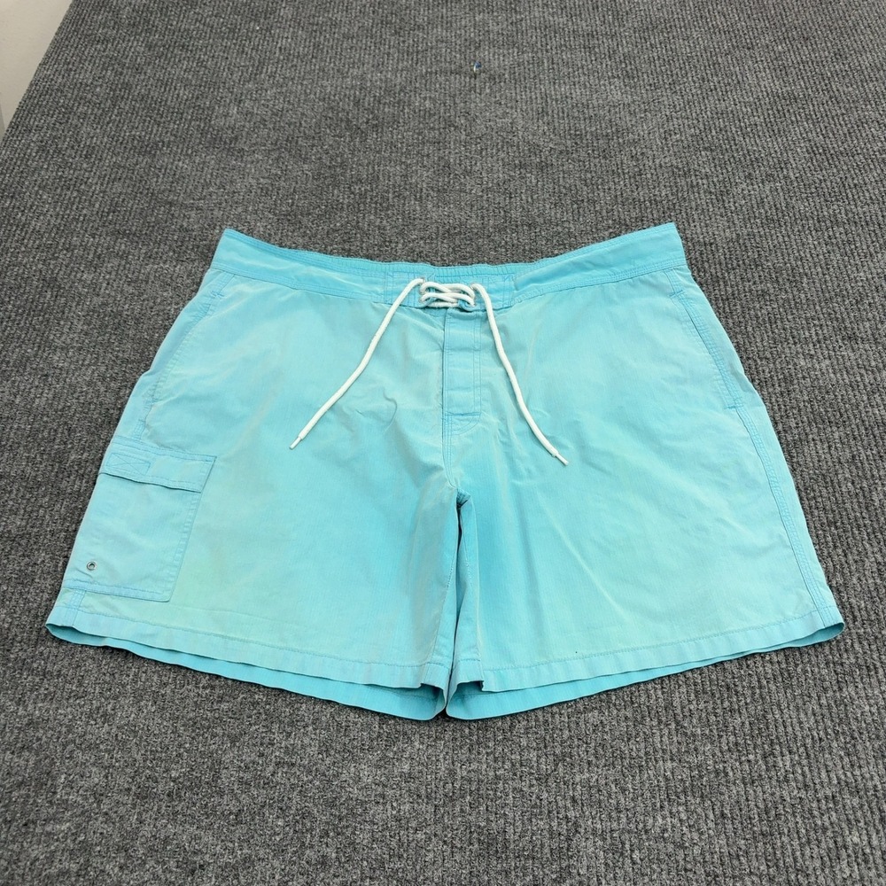 Brooks Brothers Swim Shorts Men XL Blue Cotton Nylon Cargo Pocket Preppy Casual